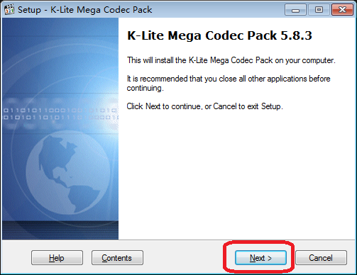 图1 K-Lite Mega Codec Pack 开始安装