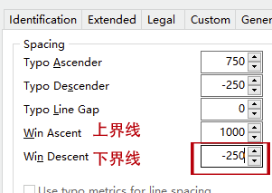 使用FontCreator中文特别版调整字体上下界线