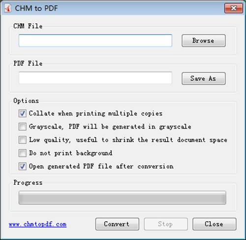 CHM文件转换PDF工具截图