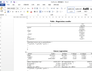 Stata16中文版怎样将回归分析结果直接导出到Word里