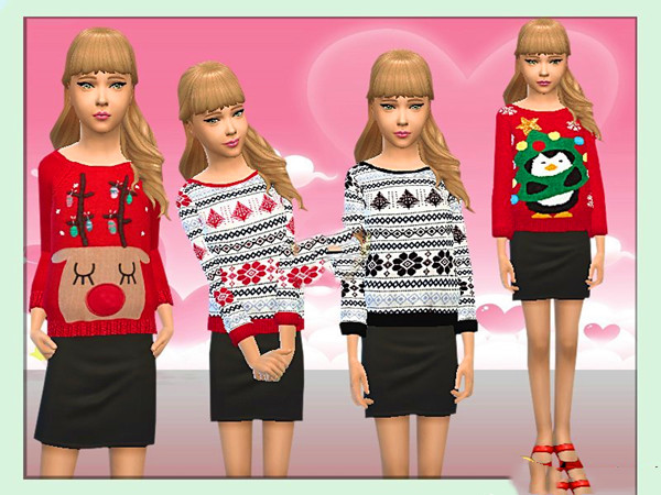 模拟人生4女孩圣诞针织套毛衣MOD下载截图