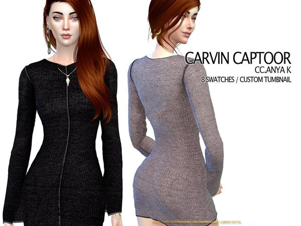 模拟人生4女性拉链毛制连衣裙MOD v1.0 CarvinCaptoor版