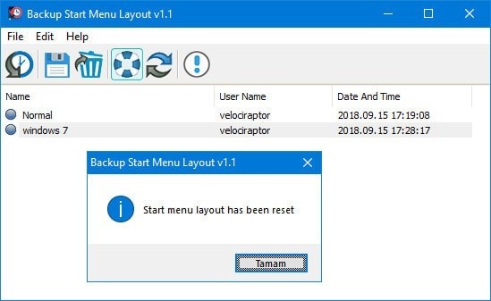 Backup Start Menu Layout截圖