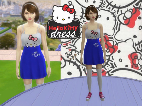 模拟人生4Hello Kitty蓝白小短裙MOD v1.0 marylulusims版