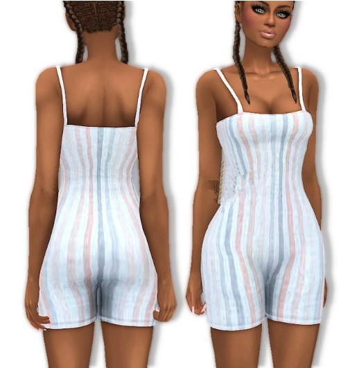 模拟人生4女性简洁吊带条纹连衣裤MOD v1.0 MahoCreations版