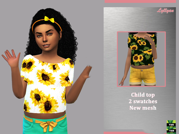 模拟人生4小女孩向日葵印花上衣MOD 绿色免费版