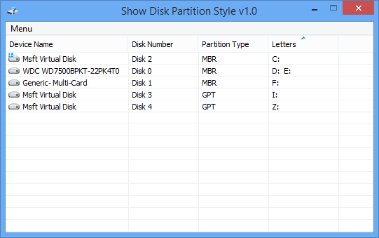 Show Disk Partition Style绿色版