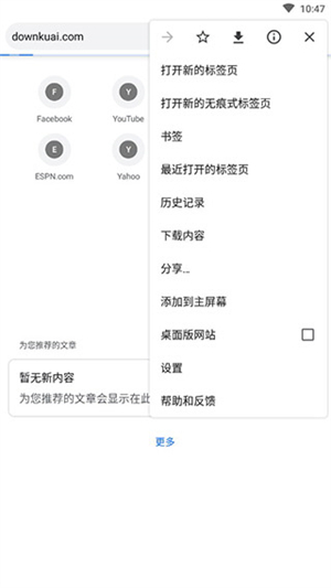 Google Chrome安卓版软件功能截图