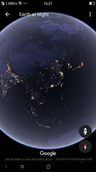 谷歌地球查看地球夜景？5