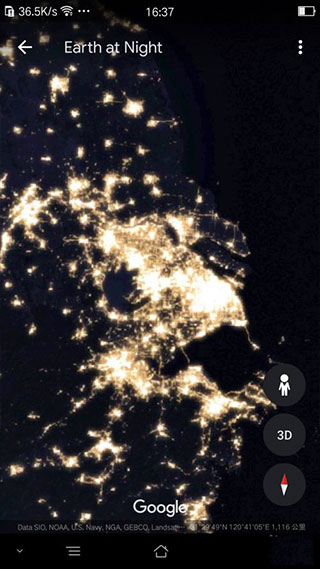 谷歌地球查看地球夜景？6