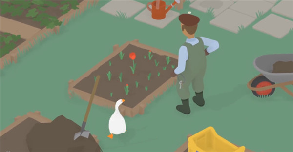 搗蛋鵝模擬器雙人聯機版怎么讓園丁帶上帽子1