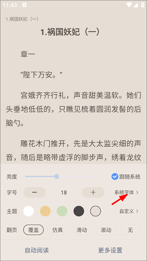 奇墨小说app怎么改字体3