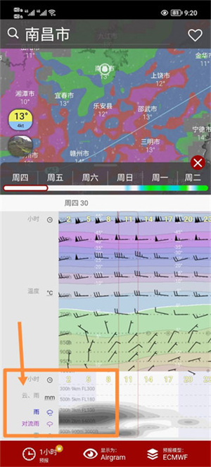 Windy官方中文版怎么看云层高度