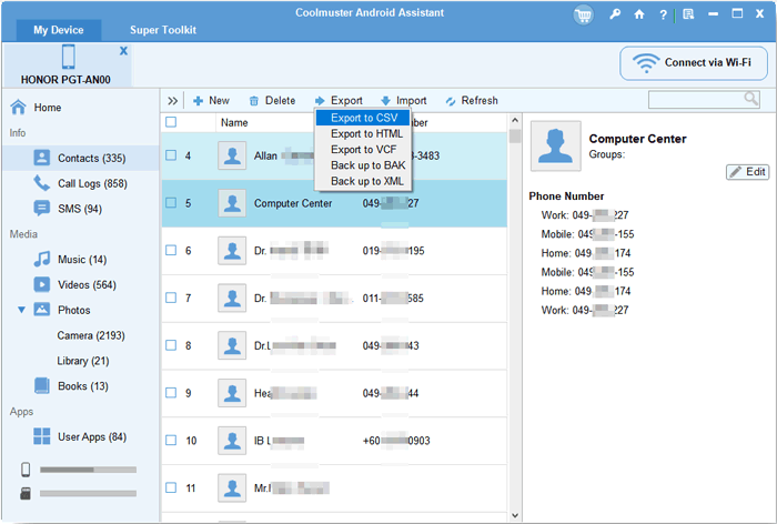 将联系人从Android手机传输到计算机2