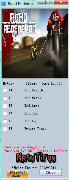 公路救赎六项修改器  v1.0 MrAntiFun版