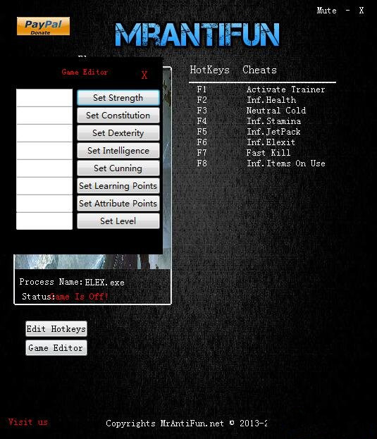 Elex十五项修改器 v1.0 MrAntiFun版