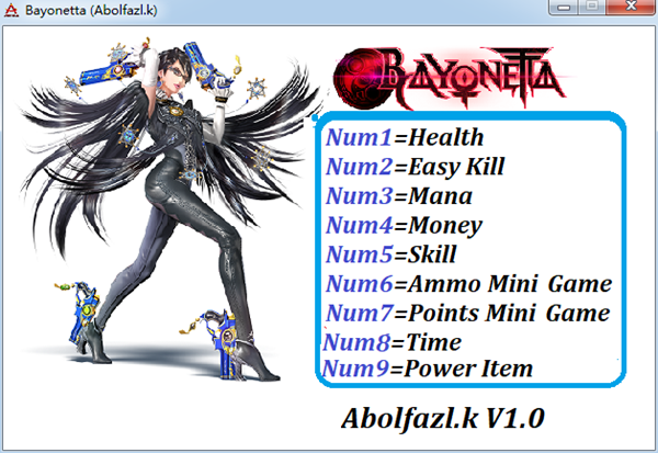 猎天使魔女九项修改器 v1.0 ABOLFAZLK版