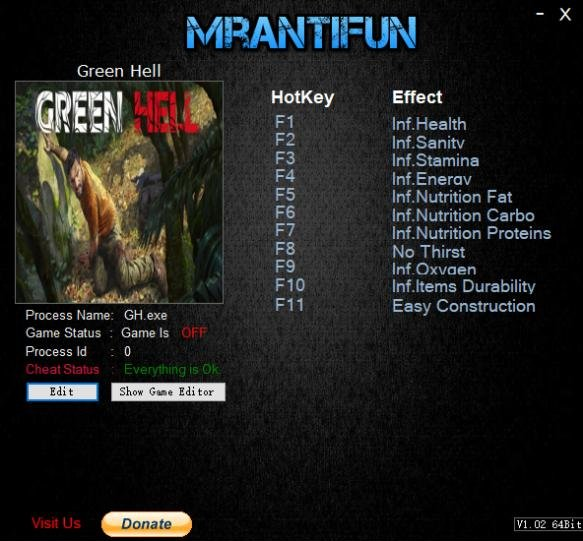 绿色地狱十一项修改器 v0.5 MrAntiFun版