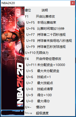 NBA2K20修改器截图