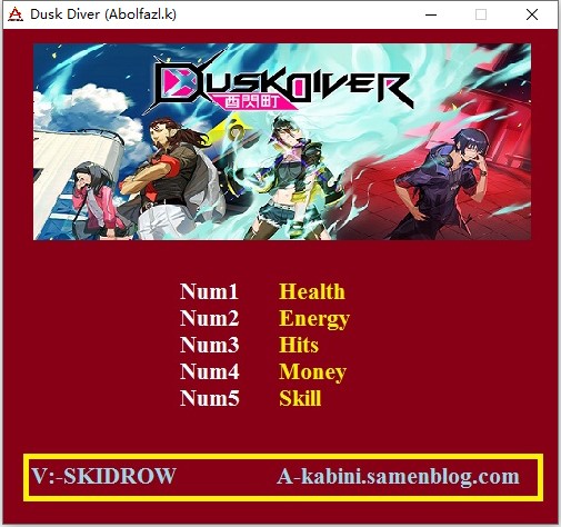 Dusk Diver酉閃町五项修改器 v1.0 Abolfazl版
