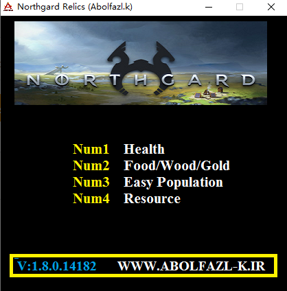 Northgard六项修改器 v1.8.0.14182 风灵月影版