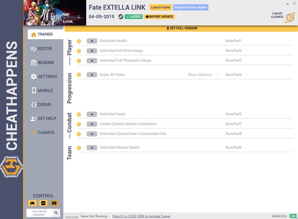 Fate EXTELLA LINK十三项修改器 v2019.04.09 绿色免费版