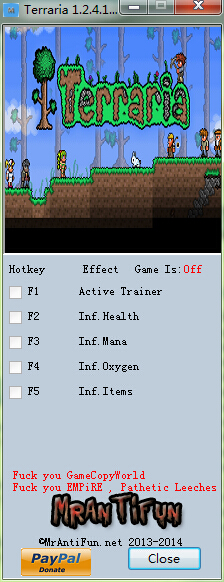泰拉瑞亚四项修改器 v1.2.4.1 MrAntiFun版