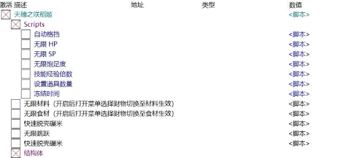 天穗之咲稻姬十二项CE修改器下载 汉化版