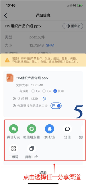 115网盘分享文件方法截图7