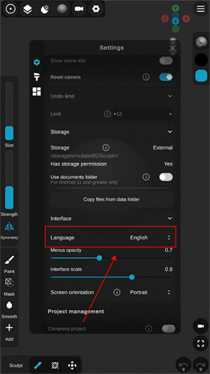 Sculpt+软件官方最新版怎么设置中文截图2