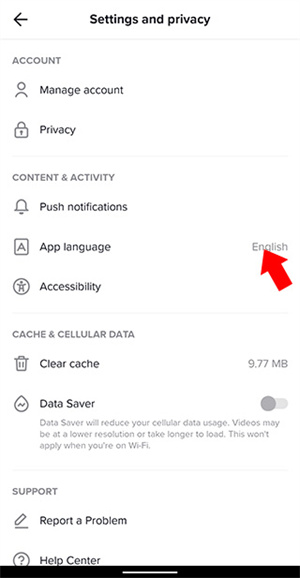 tiktok官方版app怎么设置中文