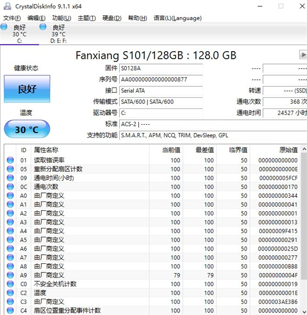 CrystalDiskInfo绿色版 第2张图片