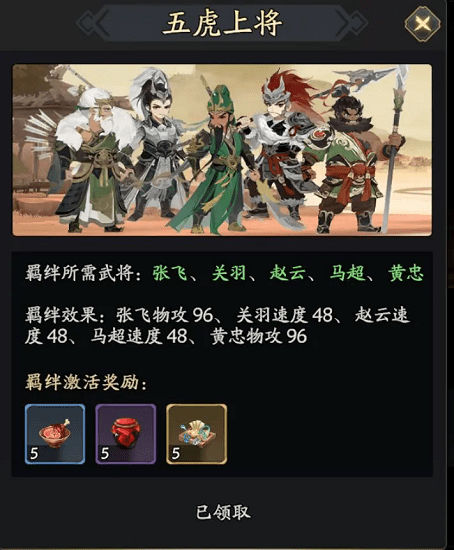 五虎上将羁绊