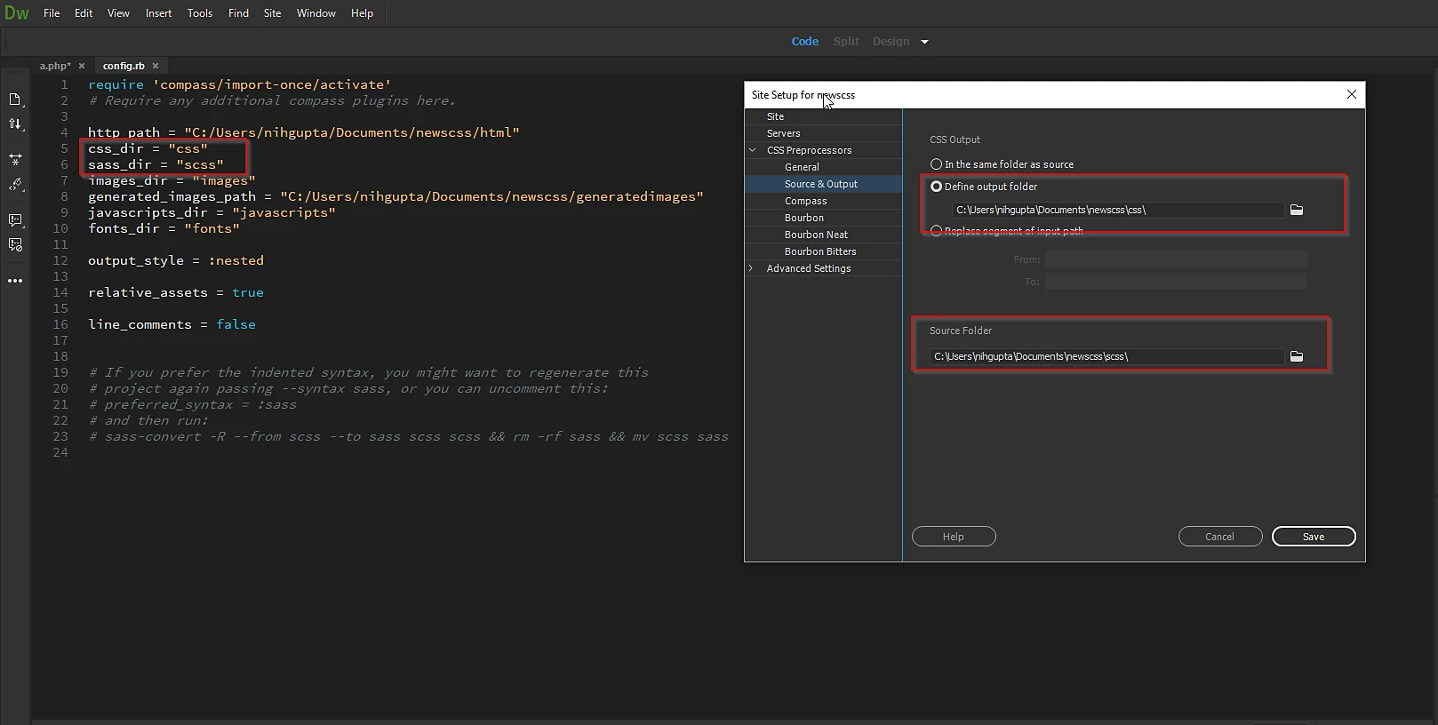 设置 CSS 预处理器的首选项2
